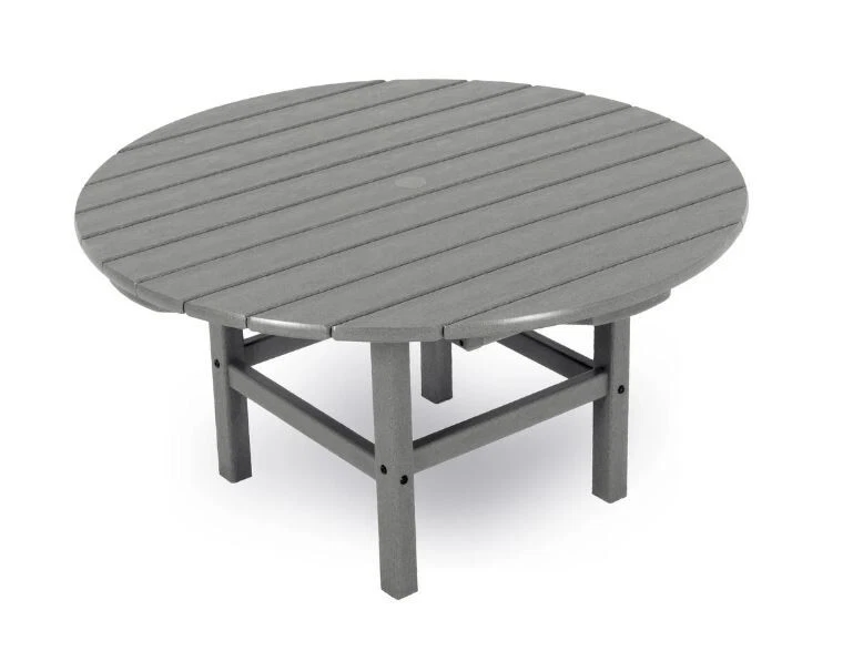 Mesa de centro POLYWOOD 38 pulgadas gris con acento redondo exterior en puerta patio duradera Foto 1 de 3