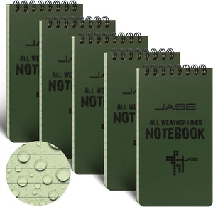 All-Weather Top-Spiral Notebook 3" X 5" Green Cover Waterproof Shower Aqua Notes - Picture 1 of 12