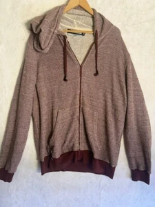 Hoodie Buddie Sweatshirt Mens XL Red & White Cotton Blend Hooded Full Zip - Picture 1 of 14