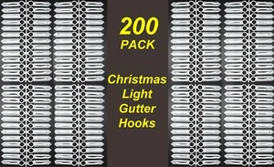 200 Pack Gutter Hooks / Clips for Christmas Fairy Lights - Picture 1 of 2