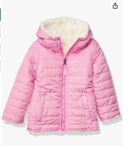 Size 10/12 Limited Too Girls Reversible Packable Puffer Jacket Pink - Picture 1 of 8
