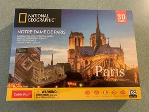 National Geographic 3D Cubic Puzzle 128 Piece France Notre Dame De Paris NIP - Picture 1 of 2