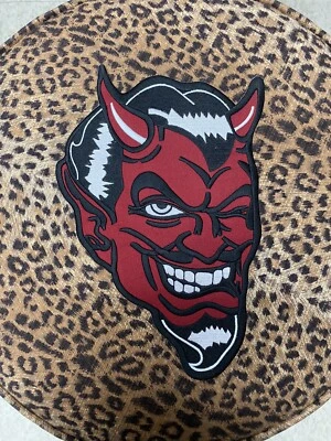 Red Devil Biker Large Embroidered Iron-on Patch - Image 1 of 3