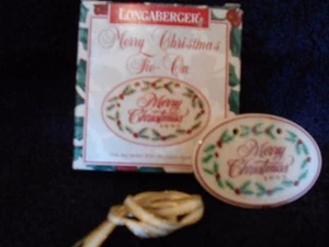Longaberger holly Christmas Tie-On Pottery 1995 oval border nib *free shipping!* - Picture 1 of 6