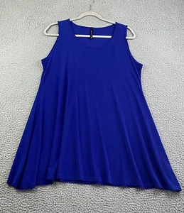 IC by Connie K Womens Tunic Tank Blue Top Asymmetrical Lagenlook Size Medium EXC - Picture 1 of 11