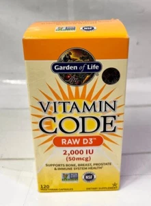 Garden Of Life Vitamin Code RAW D3 2000 IU 50mcg Supplement 120 caps EXP 2026+ - Picture 1 of 5