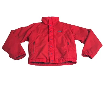 Vintage 90s Patagonia Jacket Mens S Red Fleece Lined Nylon Bomber Snap Zip USA - Image 1 of 4