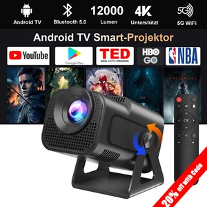 5G 4K Android Projector Smart HD WiFi Mini Bluetooth Office Home Theater HDMI - Picture 1 of 17
