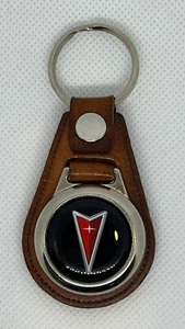 TAN High Quality 100% leather RETRO KEYCHAIN BLACK PONTIAC - Picture 1 of 3