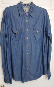 Western Shirt Chambray Womens Small OneTeaspoon Long Blue LS Button #B1 - Picture 1 of 9