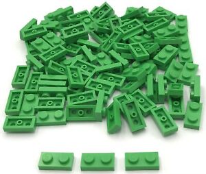 Lego 100 New Bright Green Plates 1 x 2 Studs Pieces