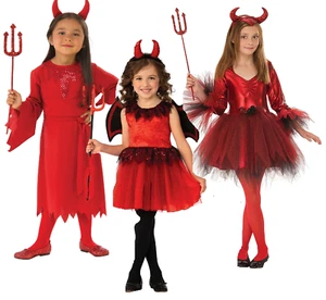 Devil Costume Girls Halloween Devils Fancy Dress Outfit Kids - Picture 1 of 10