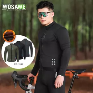 WOSAWE Men Cycling Jacket Multi-pocket design Thermal Fleece Outdoor Sportswear - Picture 1 of 12