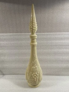 Vtg.  Cream Colored Milk Glass Empoli Wine Decanter Bottle w/Stopper 18"h Italy - Picture 1 of 9