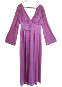 missord Long Sleeve Floor Length V Neck LargePink Dress Holiday Evening Wear New - Picture 1 of 20