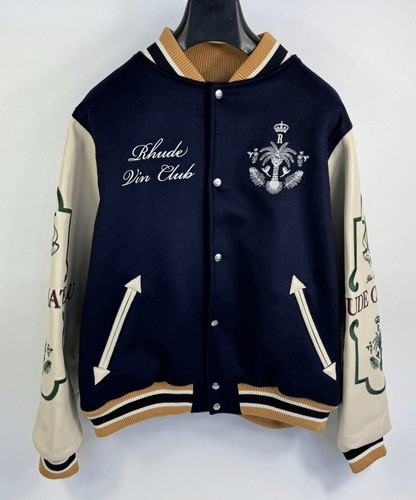 RHUDE RUDE GIACCA VARSITY LOGO WINE CLUB RICAMATO TAGLIA: XL