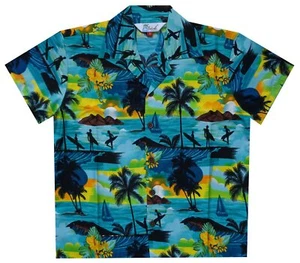Hawaiian Shirts Boys allover Print Beach Aloha Party Camp Short Sleeve Holiday - Picture 1 of 20