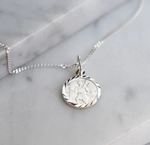 Saint Christopher vintage style Medal Sterling Silver Pendent Necklace Religious - Picture 1 of 9