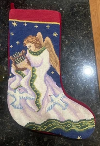 Medias de Navidad Angel Harp Neddlepoint 1991 de colección 15" Elegancia Imperial Bandeja B - Imagen 1 de 2