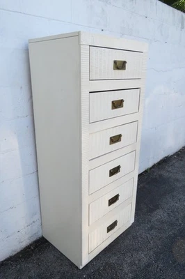 Hollywood Regency Painted Woven Wicker Tall Narrow Lingerie Jewelry Chest 6156 - Image 1 of 4