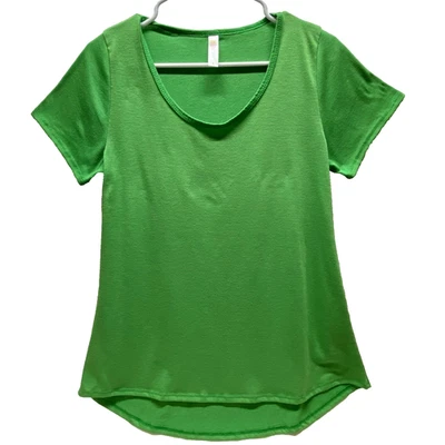 LuLaRoe Scoop Neck Tee Women's Small Bright Green Short Sleeve Cotton Blend GUC - Image 1 of 4
