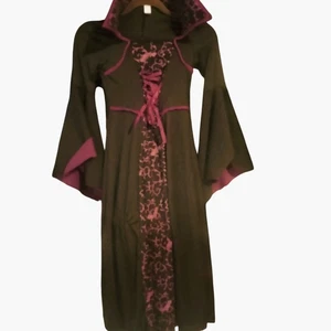 Gothic Dress Bell Sleeves Black Purple Lace Up Corset Halloween Costume Girls M - Picture 1 of 8