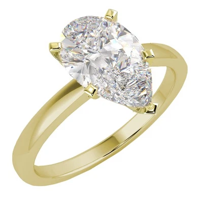 1.02 Ct Pear Cut VVS2/E Solitaire Diamond Engagement Ring 14K Yellow Gold - Image 1 of 4