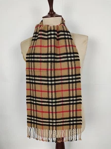 Burberry Original Vintage Nova Check Camel 100% Lammwolle Winter Schal Schals - Bild 1 von 4
