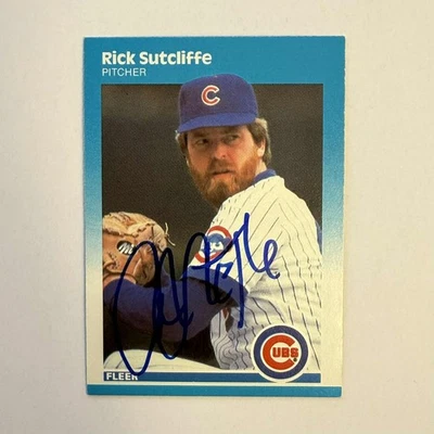 Tarjeta de béisbol autografiada/firmada Rick Sutcliffe 87 Fleer #576 Cubs MLB JSA 8525 Foto 1 de 2