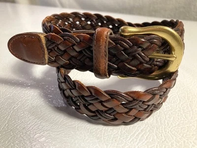 Coach 3914 Women's Leather Woven Belt - Size Small - 32" Strap - British Tan - Image 1 of 4