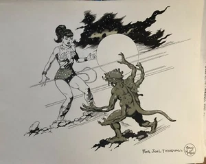 Dan Morton WONDER GIRL AND MONSTER Commission Drawing - Picture 1 of 1
