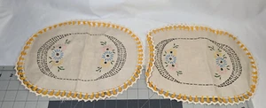 Tapetes ovalados bordados a mano color naranja tostado - Imagen 1 de 7