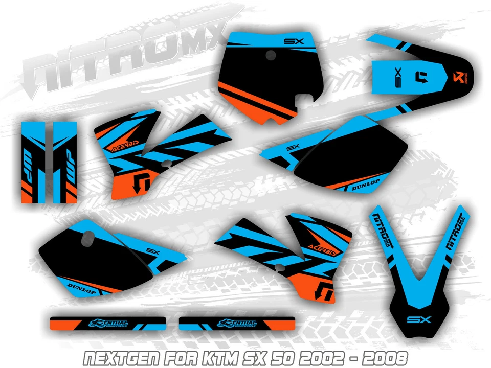 Kit gráfico NitroMX para KTM SX 50 SX50 2002 2003 2004 2005 2006 2007 2008 calcomanías Foto 1 de 1