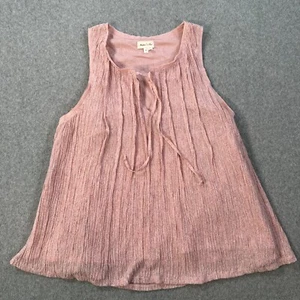 Meadow Rue Anthropologie Sleeveless Top Pleated Raw Trim Women's Medium Lined - Picture 1 of 7