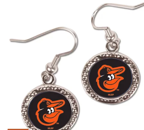Women's WinCraft Black Baltimore Orioles Round Dangle Earrings Cover
