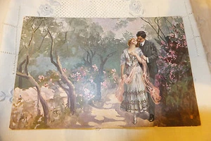 Antique postcards 1918 Lovers Italian art Chromo lithograph Riservata Milano - Picture 1 of 12