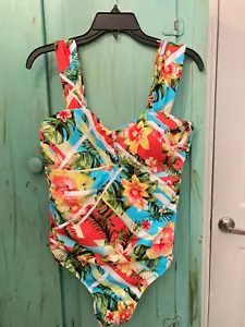 JANTZEN, WOMENS, NWT, ONE PIECE, MULTI-COLORED BATHING SUIT, SZ 10. - Picture 1 of 6