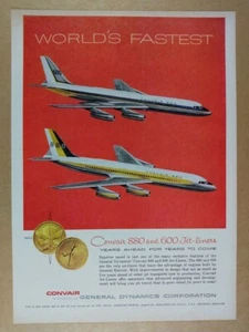 Pubblicità Convair 880 e 600 Jet Airliners 1959 stampa d'epoca - Foto 1 di 1