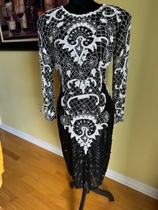 SWEE LO Vintage Party Dress Black/White Seqins Crafted size P(S) India - Picture 1 of 13
