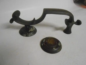 Antique Salvaged Large Brass Victorian Door Knocker & Strike Plate - Picture 1 of 9