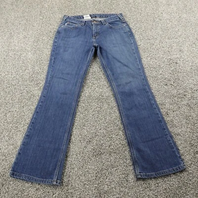 Pantalones de mezclilla Carhartt Jeans para mujer 4 azul oscuro tiro bajo corte bota trabajo elástico flexible Foto 1 de 4