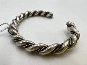 t746 Beautiful Sterling Silver Rope Braid Bangle Bracelet - Picture 1 of 8