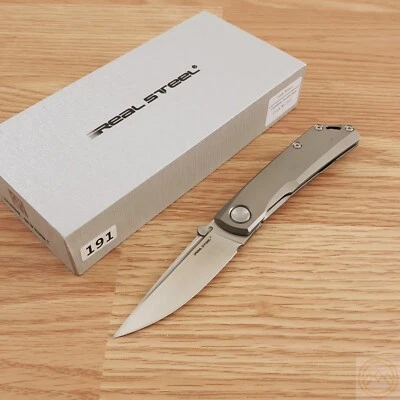 Real Steel Luna Boost Folding Knife 2.76 Bohler N690 Steel Blade Titanium Handle - Image 1 of 4