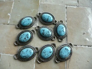 8 médaillons en métal argenté création décoration bijoux - Picture 1 of 3