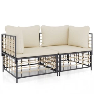 Sectional Corner Sofas with Cushions 2 pcs Poly Rattan - Picture 1 of 7