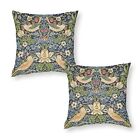 Set Of 2 Strawberry Thief-william Morris Decorative Pillow Covers 18x18 Style