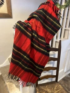 Vintage Sears Red Tartan Plaid Stadium Blanket - Picture 1 of 5
