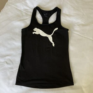 Women’s 10 Puma Black Sleeveless Gym Top Activewear Logo Racer Back - Picture 1 of 6