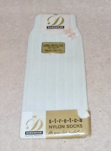Vintage Durawear Bear Brand Hosiery Nu-Soft Nylon Socks NOS white Mens - Picture 1 of 4