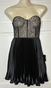 Lulus Black Lace Bustier Strapless Mini Corset Dress Size X-Small New With Tags - Picture 1 of 14